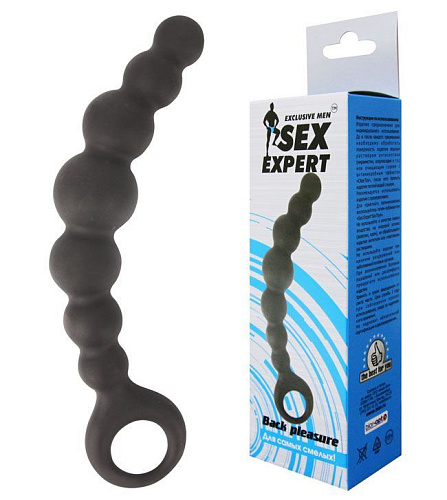 Чёрная анальная цепочка Bior toys Sex Expert SEM-55033 (15 см)