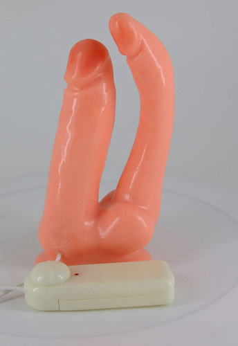 Анально-вагинальный вибромассажёр с выносным пультом управления телесного цвета Baile BW-008019Z (21,8 см)