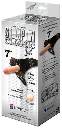 Чёрный пояс-трусики с телесной насадкой LOVETOY (А-Полимер) Classic lux-Duke 331103 (17,5 см)