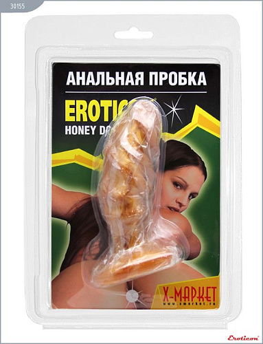 Жёлтая анальная пробка анатомической формы Eroticon 30155 (13 см)