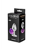 Малая серебристая анальная пробка с фиолетовым кристаллом Lola toys Diamond Purple Sparkle Small 4009-05Lola (7 см)