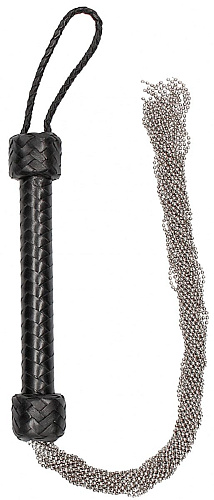Чёрная многохвостая металлическая плеть Shots Media BV Silver Ball Chain Flogger PAI022BLK (76 см)