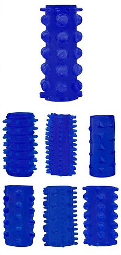 Набор из 7 синих насадок на пенис Chisa Get Lock CN-330325417