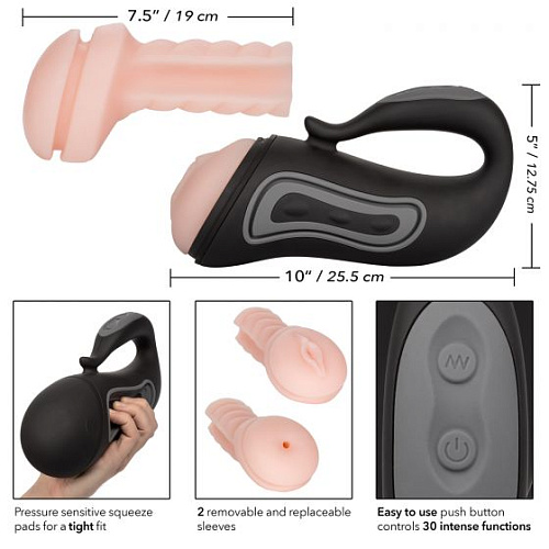 Перезаряжаемый вибромастурбатор с двумя сменными вставками California Exotic Novelties Optimum Power Grip-N-Stroke SE-0857-50-3