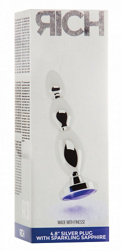 Серебристая анальная пробка-ёлочка с фиолетовым кристаллом Shots Media BV RIC003SIL (14 см)