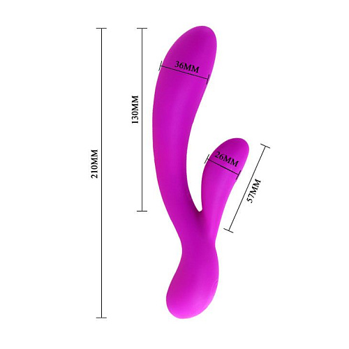 Перезаряжаемый лиловый вибратор с клиторальным отростком Baile Angela BI-014169 (21 см)