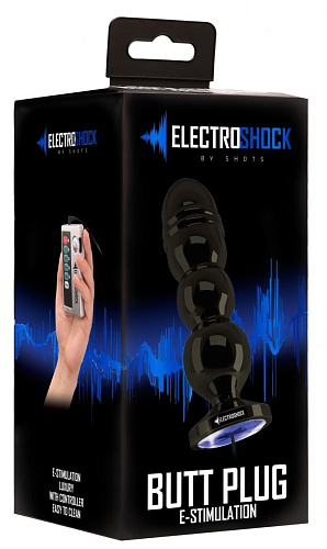 Тёмно-серая анальная пробка с электростимуляцией Shots Media BV Bold Butt Plug ELC010GRY (14,1 см)