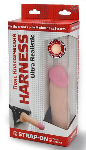 Страпон в подарочной упаковке: трусики с плугом и фаллоимитатор-насадка телесного цвета LOVETOY (А-Полимер) 731703 (16 см)