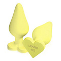 Жёлтая анальная пробка с сердечком в основании Blush Novelties NAUGHTY CANDY HEART SPANK ME BL-95630 (8,8 см)