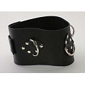 Чёрный не подшитый кожаный ошейник с кольцами Beastly 10333