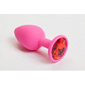 Розовая анальная пробка с красным кристаллом 4sexdreaM 47083-2 (9,5 см)