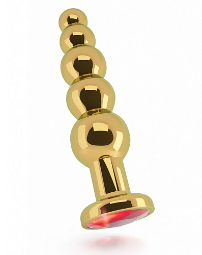 Золотистая анальная ёлочка с красным кристаллом Shots Media BV RIC005GLD (14,5 см)