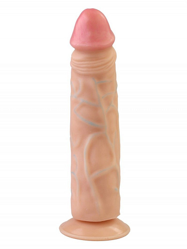 Рельефный вибромассажёр телесного цвета Сумерки богов 204-18 CD DD (18,5 см)