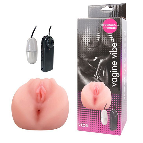 Вагина телесного цвета с виброяйцом Bior toys Erowoman-Eroman EE-10161