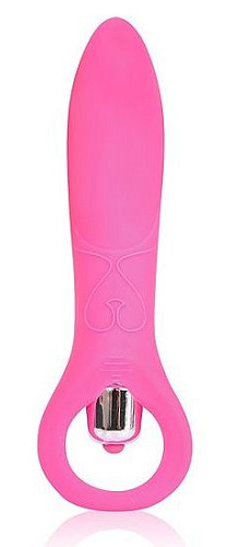 Розовый силиконовый массажёр с колечком Bior toys CSM-23066 (11,1 см)