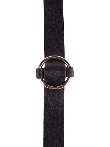 Чёрный кожаный чокер с колечком Sitabella 3119-1