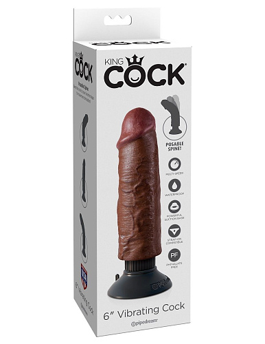 Коричневый вибратор Pipedream 6 Vibrating Cock PD5401-29 (17,8 см)