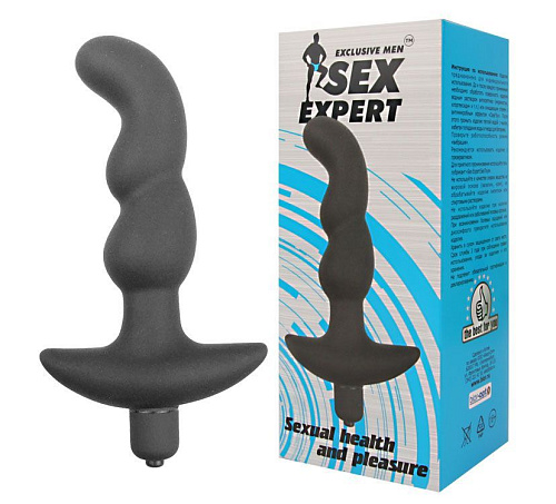 Чёрный анальный вибратор Bior toys Sexual Health and Pleasure SEM-55072 (11,8 см)