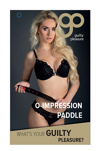 Чёрный пэддл с красным геометрическим узором Blush Novelties O-Impression Paddle 520041 (40 см)