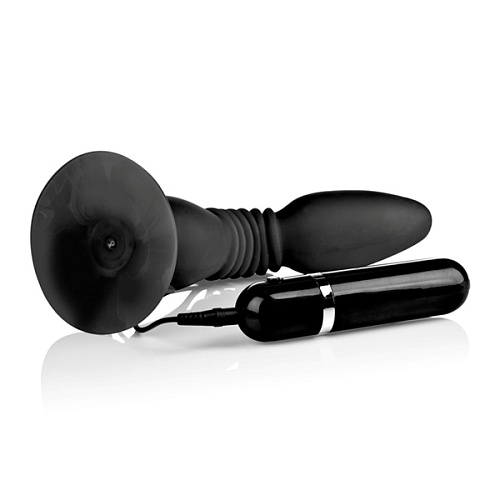 Чёрная анальная пробка с хребтом и присоской California Exotic Novelties COLT Easy Flex Glider SE-6907-03-2 (18,5 см)