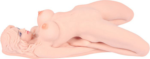 Мастурбатор телесного цвета с двумя упругими отверстиями для любви без вибрации KOKOS Veronia M01-003-06