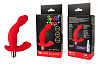 Красный силиконовый изогнутый вибромассажёр с отростком Bior toys ST-40150-3