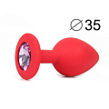 Красная конусовидная анальная пробка с сиреневым кристаллом Bior toys SF-70601-15 (8 см)