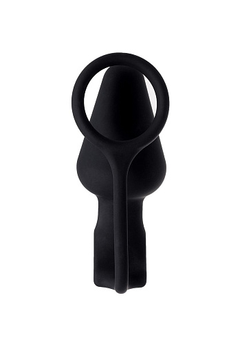 Чёрное эрекционное кольцо с анальной вибропробкой Erotist 541313