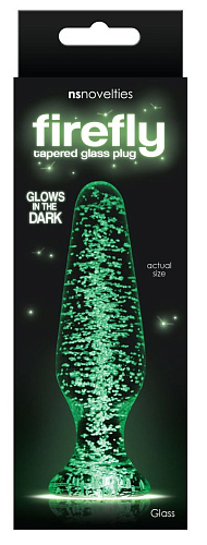 Прозрачная, светящаяся в темноте анальная пробка NS Novelties Glass Tapered Plug NSN-0490-41 (11,5 см)