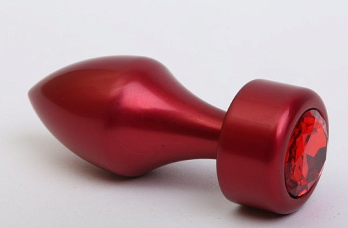 Красная анальная пробка с широким основанием и красным кристаллом 4sexdreaM 47441-2 (7,8 см)