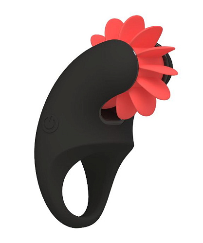 Чёрное эрекционное кольцо с движущимися лепестками Otouch KISS C001