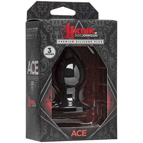 Малая чёрная анальная пробка Doc Johnson Kink Ace Silicone Plug 3 2401-13-BX (8,26 см)