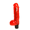 Красный гелевый вибратор с мошонкой Сумерки богов 322-05 BX DD (16 см)