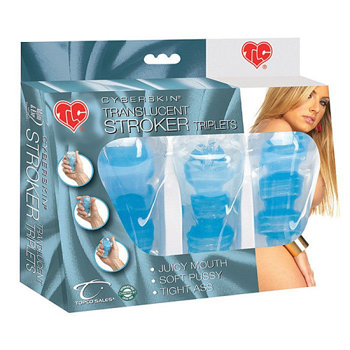 Набор из 3 голубых мини-мастурбаторов Topco Sales 1003076