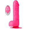 Розовый реалистик на присоске и с пультом ДУ Dream Toys PURRFECT SILICONE DELUXE REMOTE VIBE 7IN 21169 (18 см)