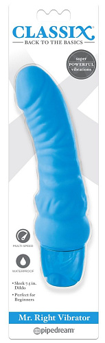 Голубой вибромассажёр Pipedream Classix Mr. Right Vibrator PD1981-14 (18,4 см)