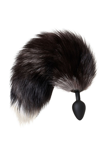 Чёрная анальная втулка с хвостом чернобурой лисы POPO Pleasure 731442 (размер М)