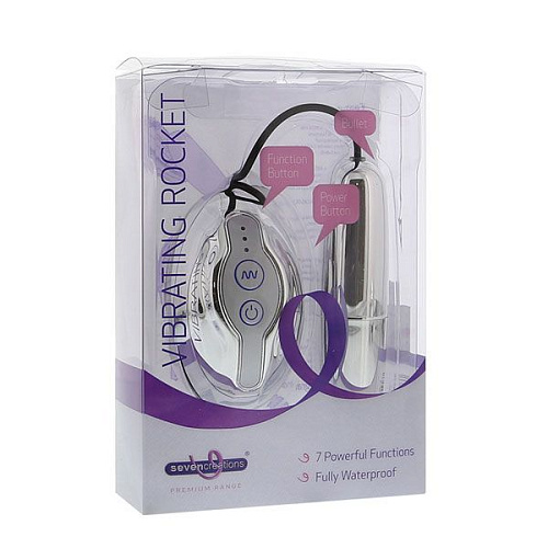 Продолговатая серебристая вибропуля Seven Creations 50893