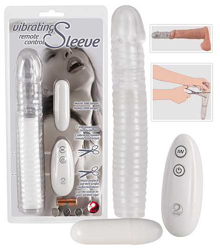 Прозрачная рифленая вибронасадка Orion Vibrating Sleeve 05843710000 (22,5 см)