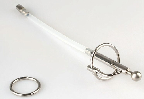 Серебристый фигурный уретральный стимулятор со съёмным колечком Сумерки богов 744-07 PP DD