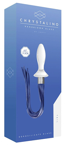 Белая анальная пробка с синими хвостами Shots Media BV Tail CHR020WHT