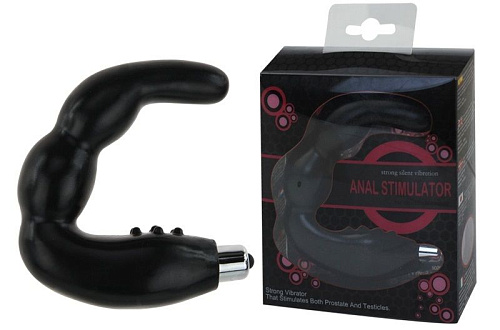Чёрный стимулятор простаты с вибрацией и шипиками Baile BI-040019