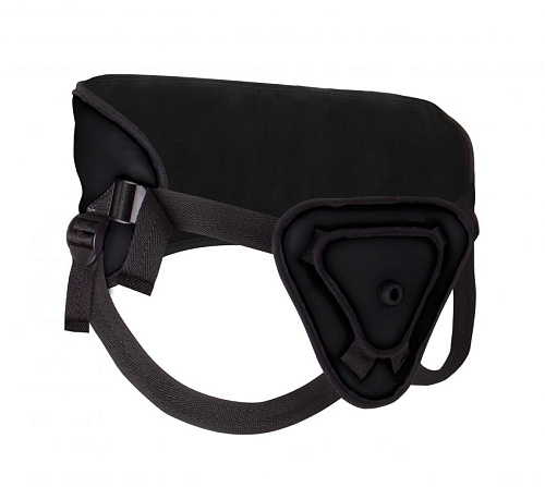 Чёрный страпон Shots Media BV Deluxe Silicone Strap On 10 Inch OU209BLK (25 см)