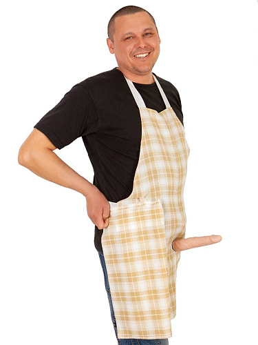 Бежевый фартук с фаллосом LOVETOY (А-Полимер) «Кухонный» ФТ-005