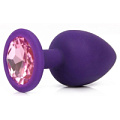 Фиолетовая анальная пробка с розовым кристаллом Bior toys SF-70702-02 (9,5 см)