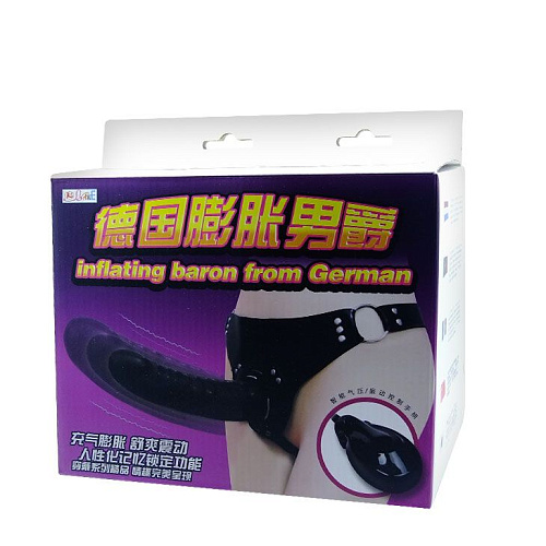 Черный большой страпон с функцией расширения Baile BW-022043 (15 см)