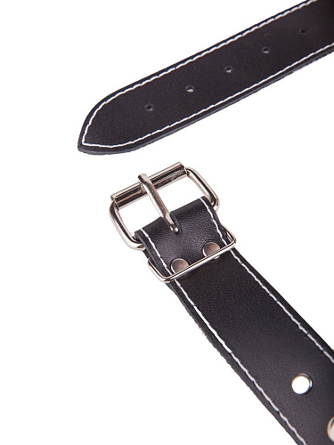 Чёрный кляп-шар классической формы и конструкции из натуральной кожи Sitabella 3003-1