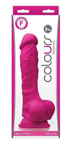 Розовый реалистичный фаллоимитатор с мошонкой NS Novelties Colours Pleasures 7 Dildo NSN-0405-04 (17,8 см)