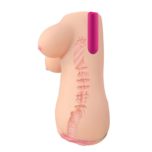 Телесный вибромастурбатор-вагина с имитацией груди KOKOS Clara OnaHole M03-001-12V