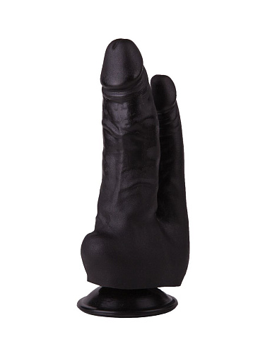 Двойной фаллоимитатор чёрного цвета на присоске LOVETOY (А-Полимер) 404700 (17 см)